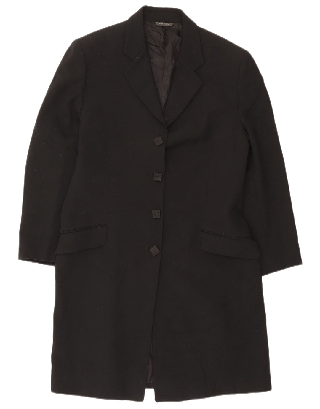 Винтажный женский удлиненный пиджак на 4 пуговицах, Великобритания 14, средний черный