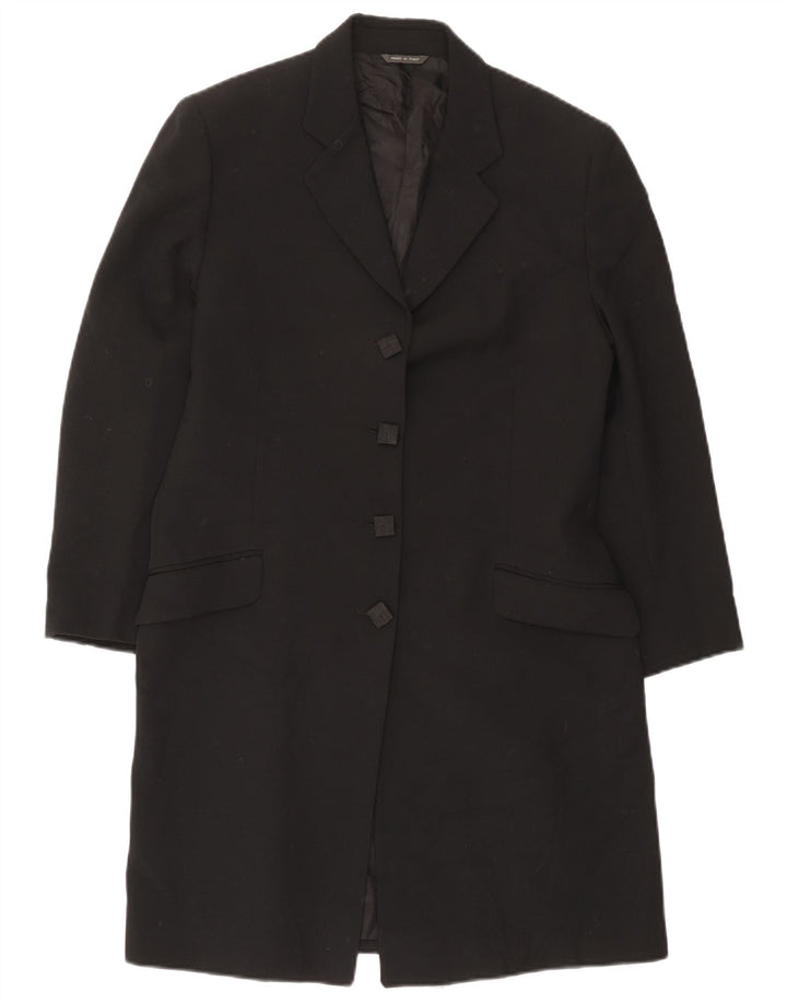 Винтажный женский удлиненный пиджак на 4 пуговицах, Великобритания 14, средний черный