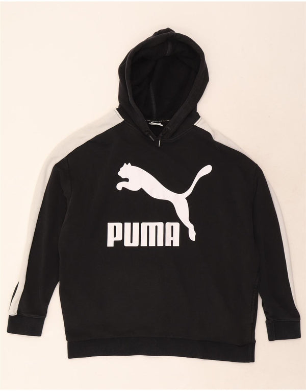 Женский джемпер с капюшоном Puma Oversized с рисунком UK 12, средний черный, цветной блок