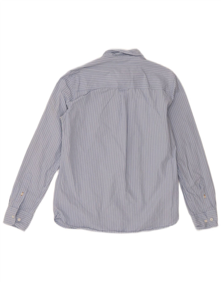 Мужская рубашка для толстого лица, маленькая синяя хлопковая полоска