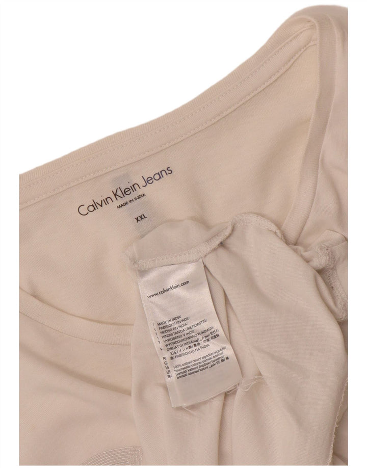 CALVIN KLEIN JEANS Мужская футболка с рисунком Топ 2XL Белый хлопок