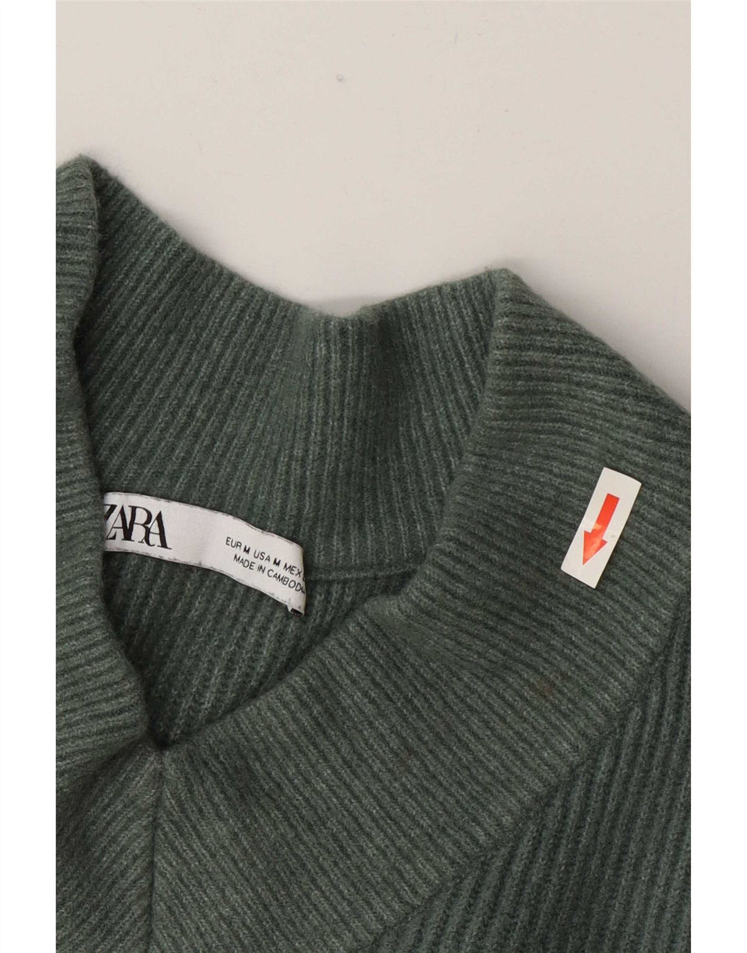 Женский свободный джемпер с v-образным вырезом Zara UK 14, средний зеленый акрил