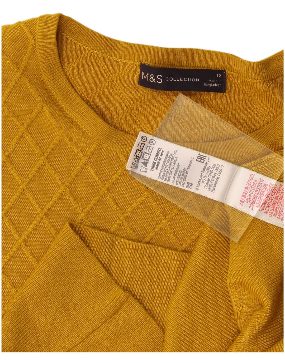 Женский джемпер с вырезом «лодочка» Marks & Spencer UK 12, средний желтый