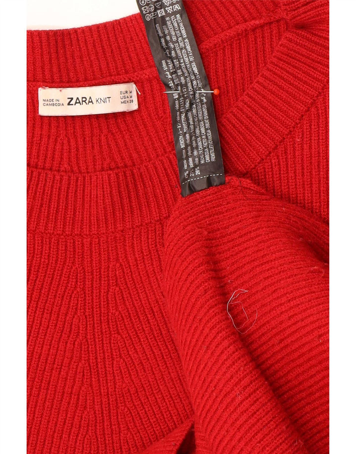 Женский свободный джемпер с вырезом «лодочка» Zara UK 14, средний красный вискоза