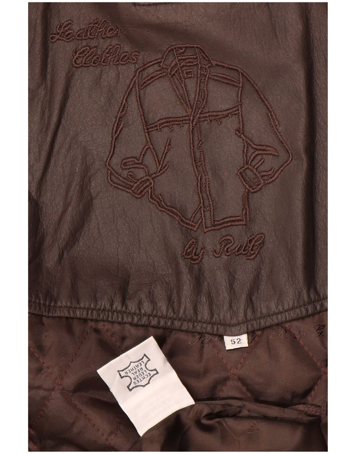 Винтажная мужская кожаная куртка IT 52 XL Коричневая кожаная