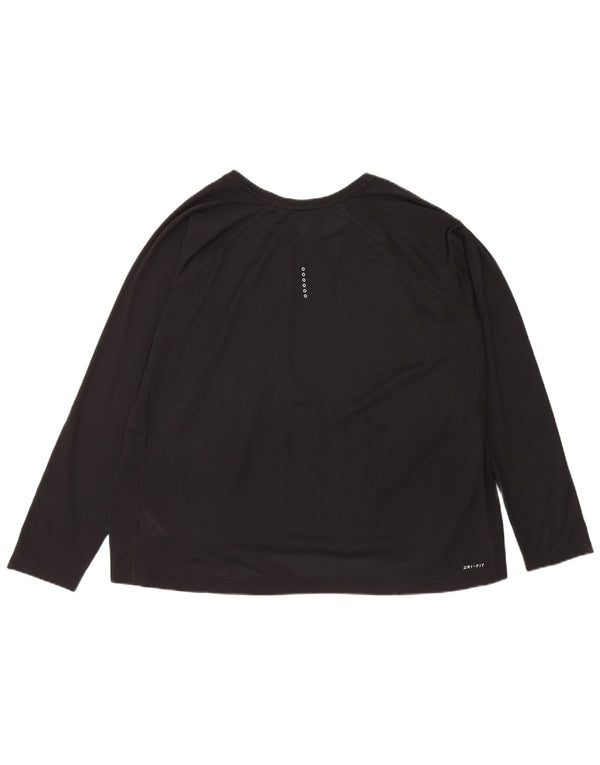 Женский топ Nike Dri Fit с длинным рукавом UK 22 3XL, черный полиэстер