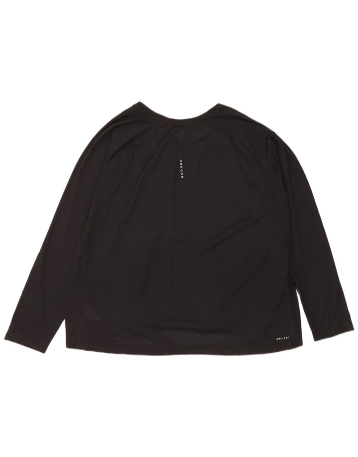 Женский топ Nike Dri Fit с длинным рукавом UK 22 3XL, черный полиэстер