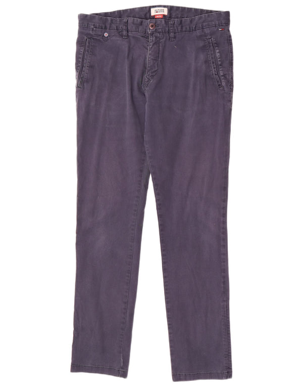 Tommy Hilfiger Мужские узкие брюки-чиносы W34 L32 Темно-синие хлопковые