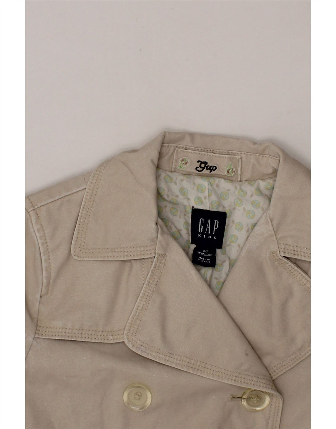 GAP Girls Pea Coat 6-7 Years Off White Polyurethane Vintage Gap and Second-Hand Gap from Messina Hembry 