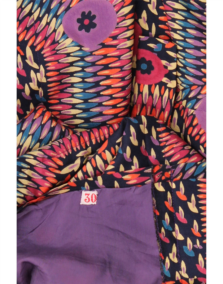 Винтажное женское платье с запахом и длинными рукавами, Великобритания, 12, средний разноцветный геометрический узор