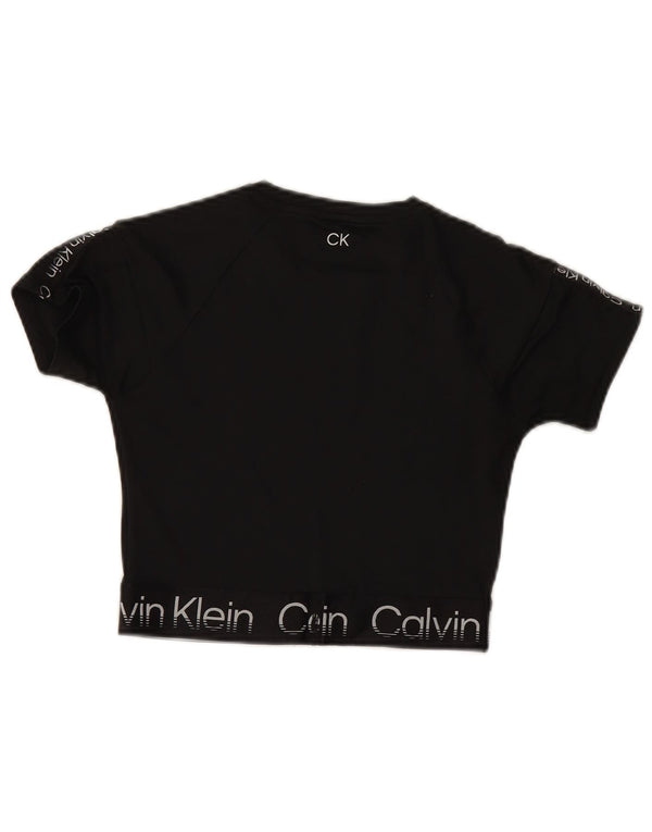 Женская укороченная футболка с рисунком Calvin Klein Top UK 6 XS, черная