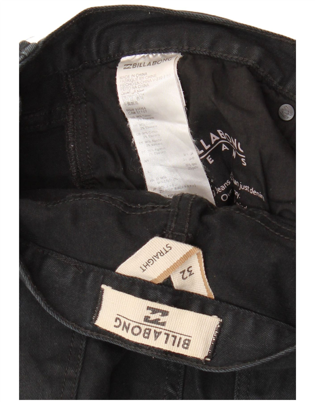 Мужские прямые джинсы BILLABONG W32 L29, черный хлопок
