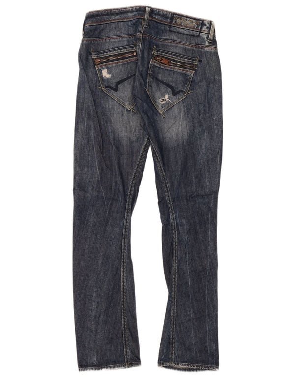 Guess Женские потертые узкие джинсы W26 L30 Темно-синие хлопковые