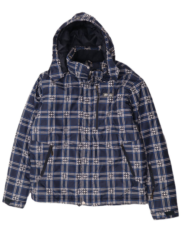 Мужская утепленная куртка Brugi UK 40, большая темно-синяя клетка в клетку, полиэстер