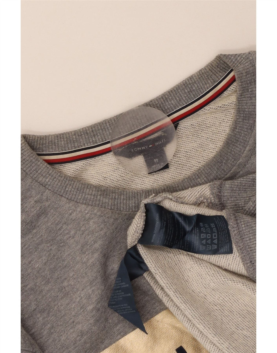 Мужской свитшот с рисунком Tommy Hilfiger, хлопковый джемпер среднего серого цвета в крапинку