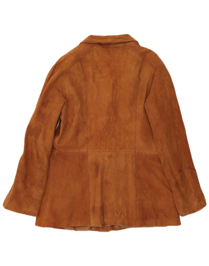 Винтажная женская замшевая куртка UK 14, кожа среднего коричневого цвета