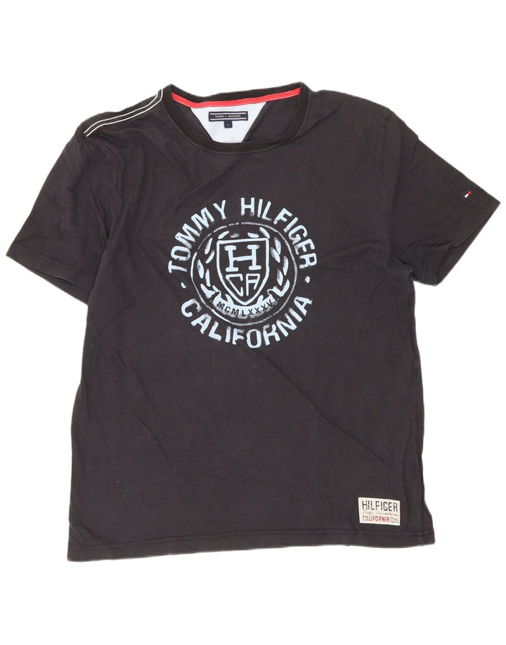 Мужская футболка с рисунком Tommy Hilfiger, большая черная