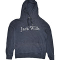 JACK WILLS Womens Graphic Hoodie Jumper UK 8 Small Navy Blue Cotton | Vintage Jack Wills | Thrift | Second-Hand Jack Wills | Used Clothing | Messina Hembry 