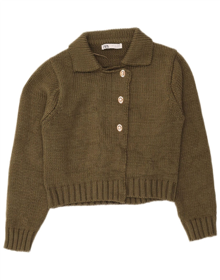 Женский укороченный кардиган Zara UK 16, большой полиэстер цвета хаки