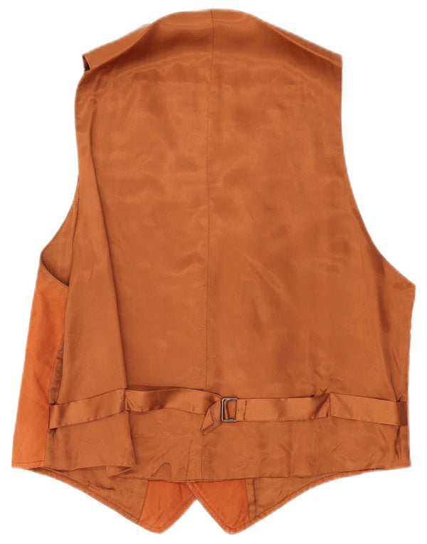 Винтажный мужской кожаный жилет XL коричневый кожаный