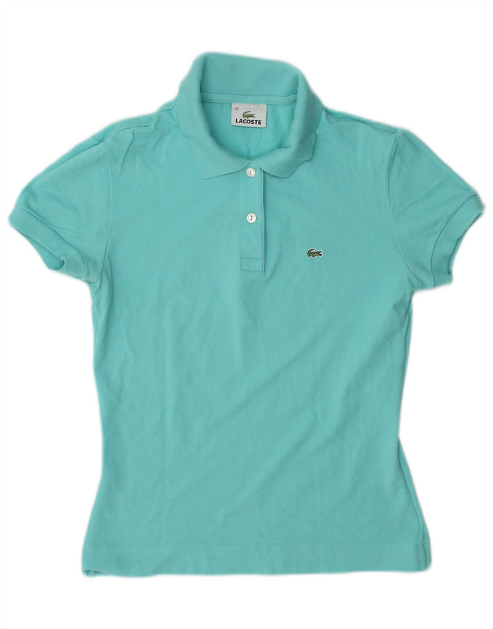 Женская рубашка поло Lacoste, размер 40, средний бирюзовый хлопок
