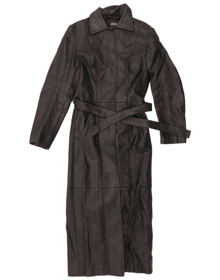 Женское кожаное пальто VINTAGE UK 10 маленькое черное