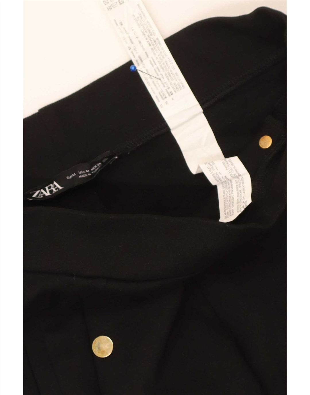 Zara Женские узкие укороченные брюки среднего размера W28 L25 Черные вискозные