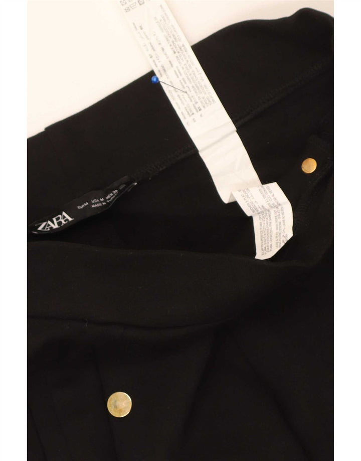 Zara Женские узкие укороченные брюки среднего размера W28 L25 Черные вискозные