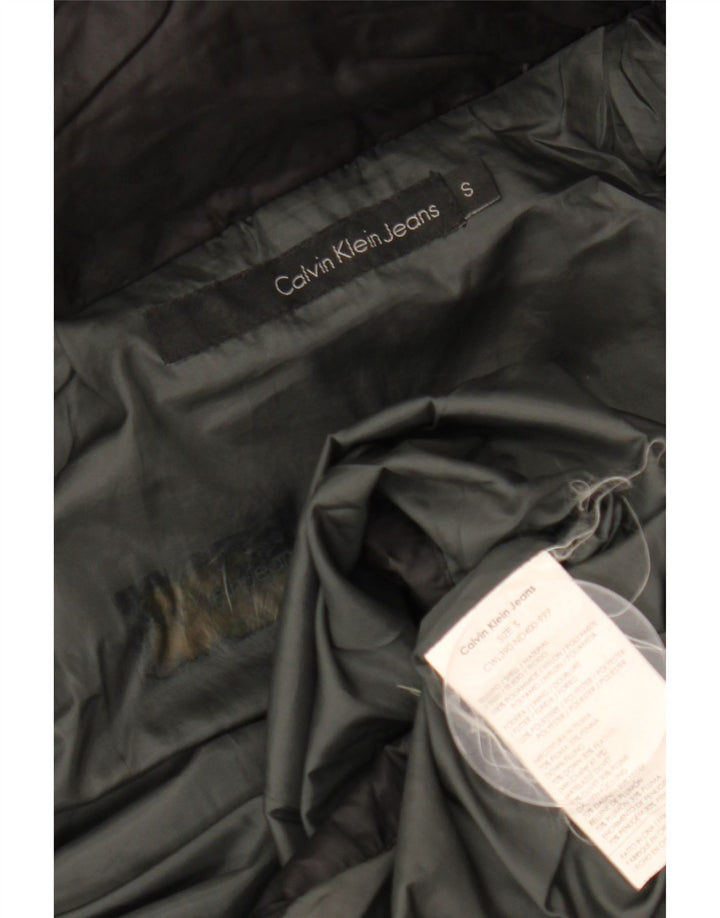 Женское стеганое пальто с капюшоном Calvin Klein UK 10, маленькое черное из полиамида