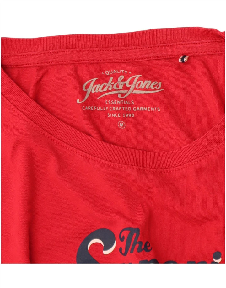 Мужская футболка с рисунком Jack & Jones Denizen, хлопковый топ среднего красного цвета
