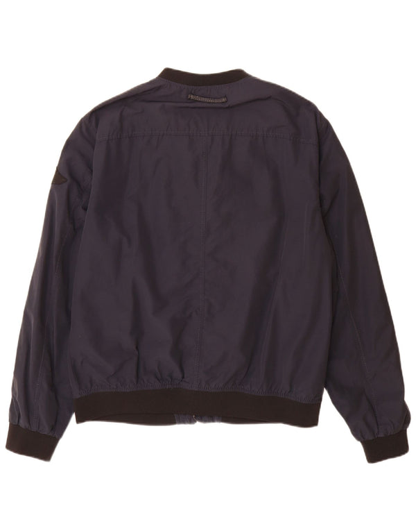 Мужская куртка-бомбер Zara UK 42 XL, темно-синяя, хлопок с цветными блоками