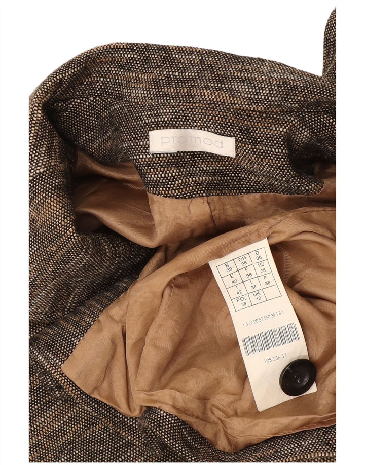 Женское пальто Promod UK 12, хлопковый средний коричневый в крапинку