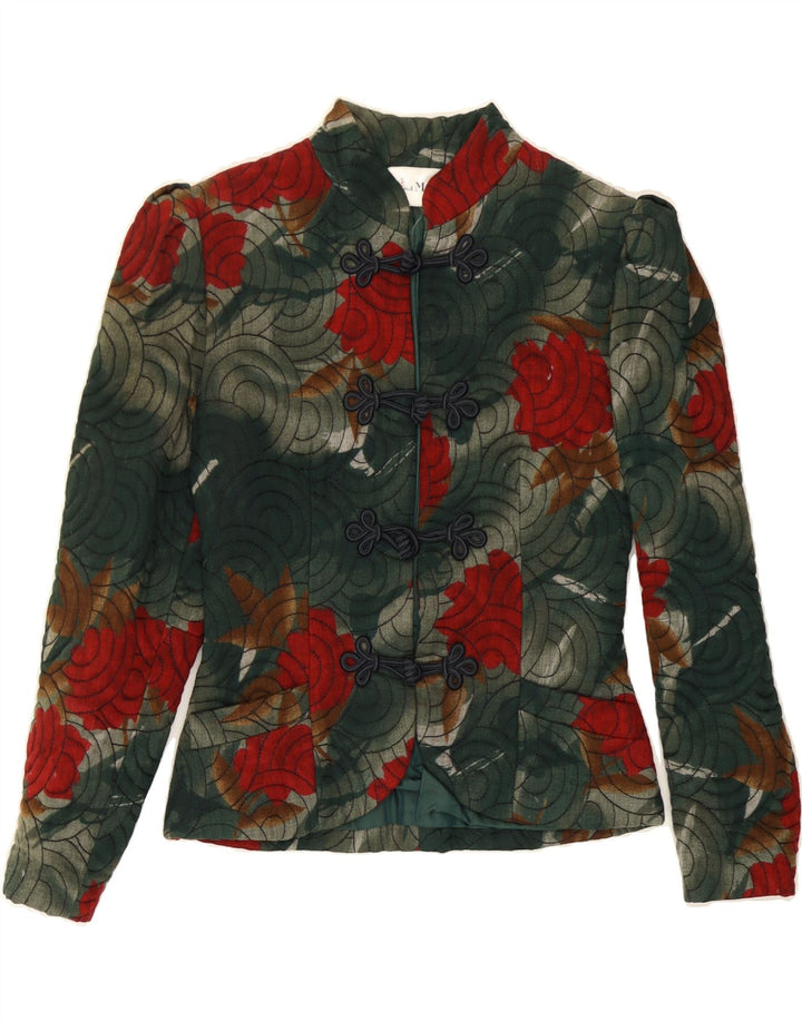 DAVID MOLHO Womens 4 Button Blazer Jacket EU 38 Medium Green Geometric Vintage David Molho and Second-Hand David Molho from Messina Hembry 