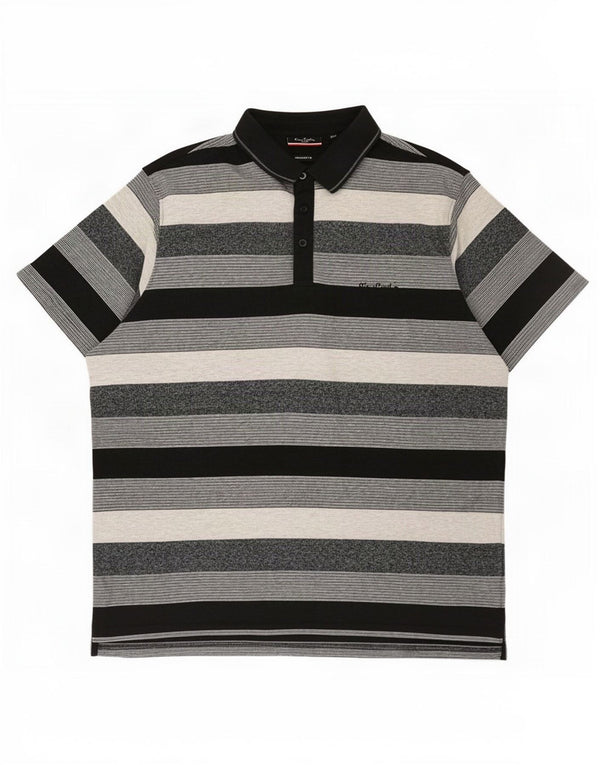 Мужская рубашка-поло стандартного кроя Pierre Cardin 3XL, хлопковая серая полоска