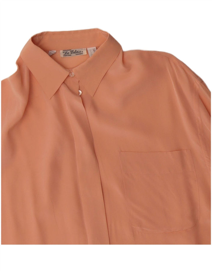 Винтажная женская блузка-рубашка оверсайз, Великобритания, 10 шт., маленькая розовая шелковая