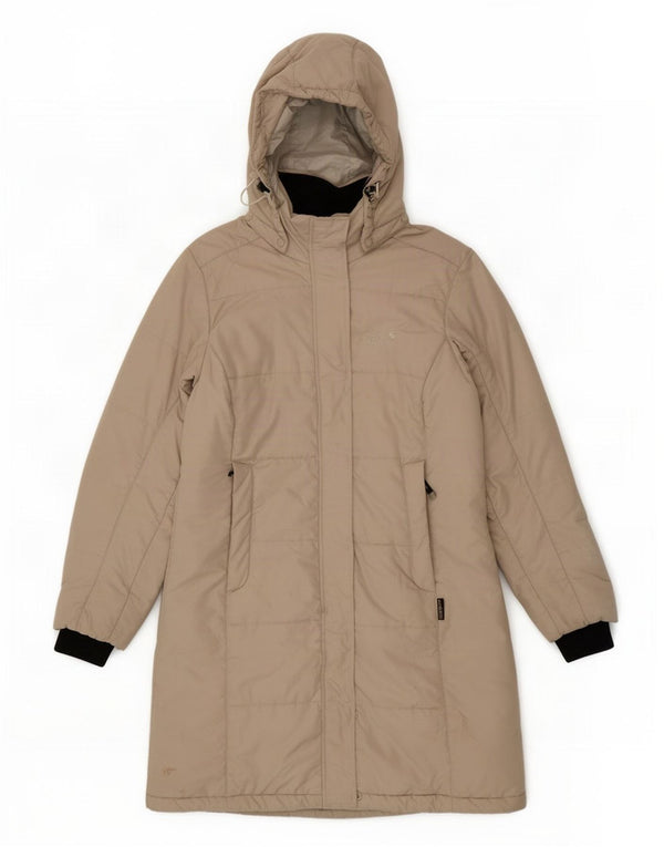 Женское стеганое пальто с капюшоном Jack Wolfskin UK 12/14, средний бежевый полиэстер