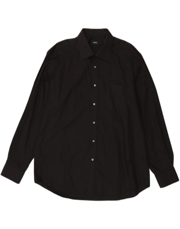 Мужская рубашка Hugo Boss, размер 45, 17, 3/4 XL, черный хлопок