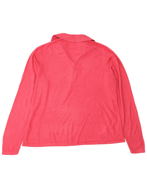 Marks & Spencer Womens Polo Neck Jumper Sweater UK 22 3XL Pink Acrylic