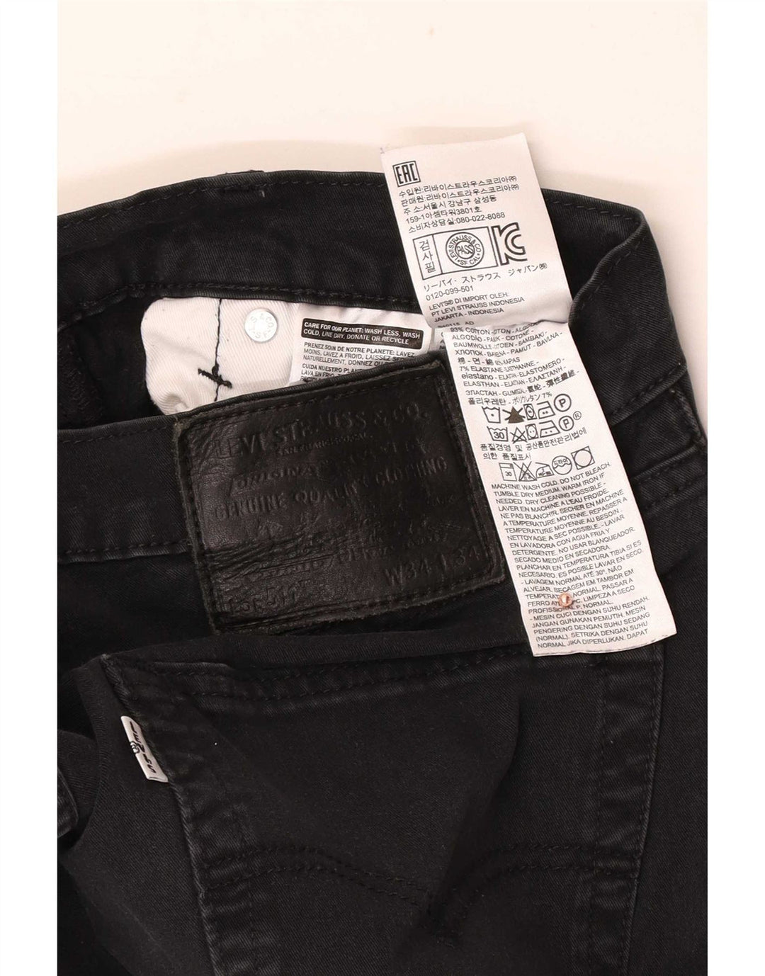 Мужские джинсы Levi's 511 Slim W34 L34, черный хлопок