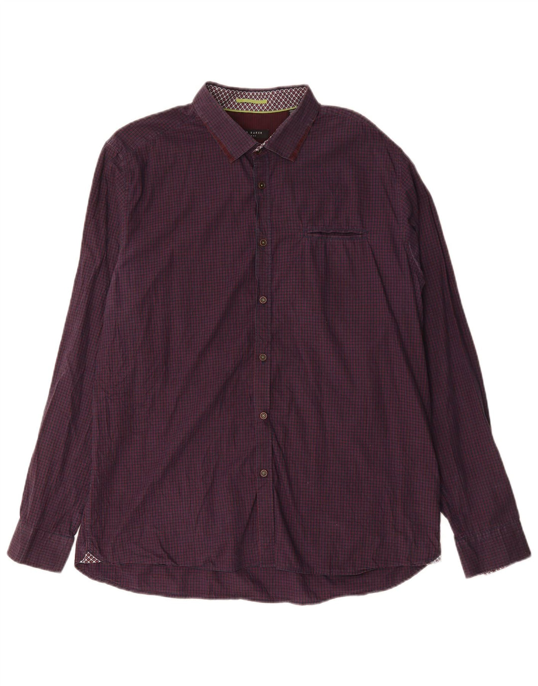 Мужская рубашка Ted Baker, размер 6, 2XL, фиолетовая, хлопок в мелкую клетку
