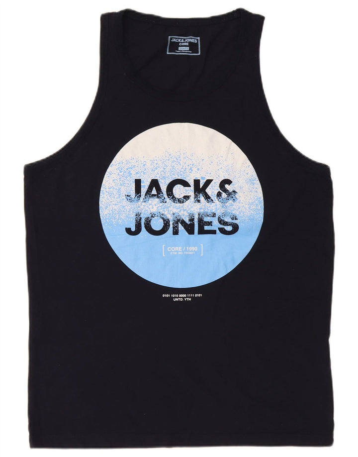 Мужской приталенный жилет с рисунком Jack & Jones, большой темно-синий