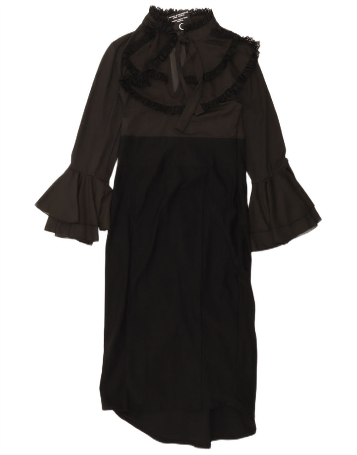 KILLSTAR Женское платье макси с длинными рукавами UK 8 маленькое черное с цветными блоками