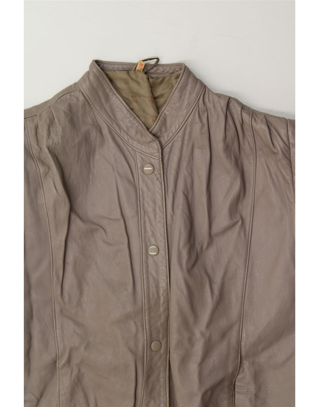 VINTAGE Womens Leather Jacket UK 14 Medium Grey Leather Vintage Vintage and Second-Hand Vintage from Messina Hembry 