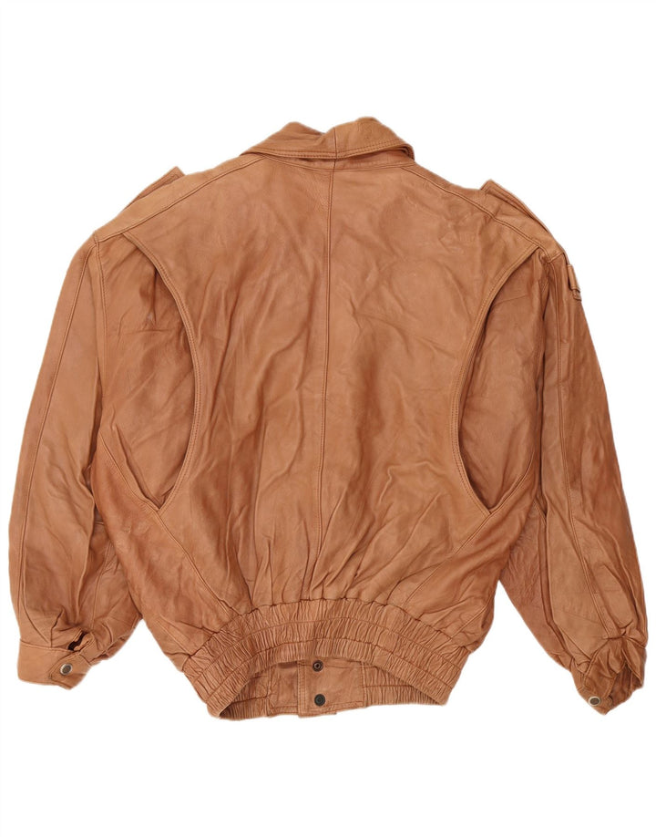 Мужская кожаная куртка в стиле милитари VINTAGE UK 44 2XL коричневая кожа