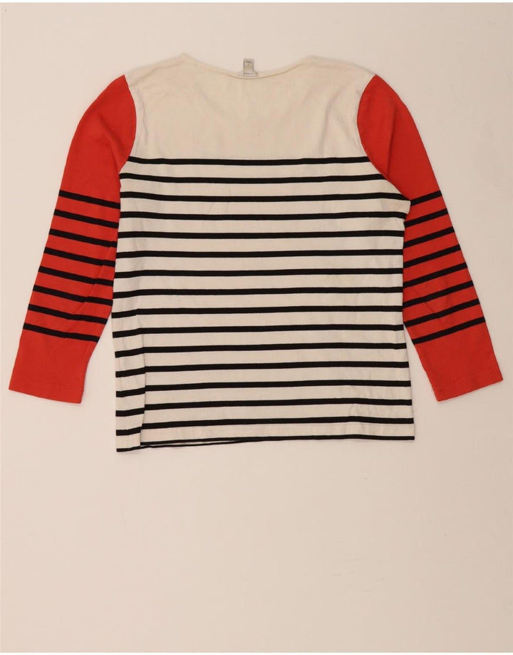 J. CREW Womens Top 3/4 Sleeve UK 14 Medium Off White Striped Cotton Vintage J. Crew and Second-Hand J. Crew from Messina Hembry 