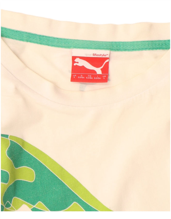 Мужская футболка с рисунком Puma, большой белый хлопок