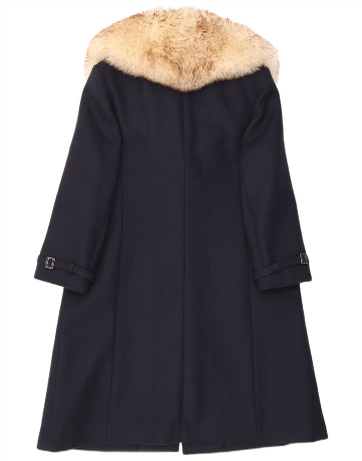 Винтажное женское пальто UK 18 XL, темно-синее шерстяное
