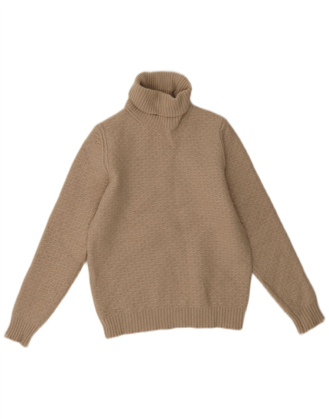 Женский джемпер с высоким воротником Massimo Dutti UK 14, большой бежевый с геометрическим узором