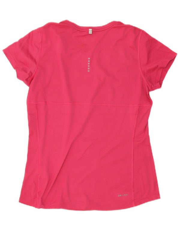 Женская футболка для бега Nike Dri Fit Top UK 14, средний розовый полиэстер