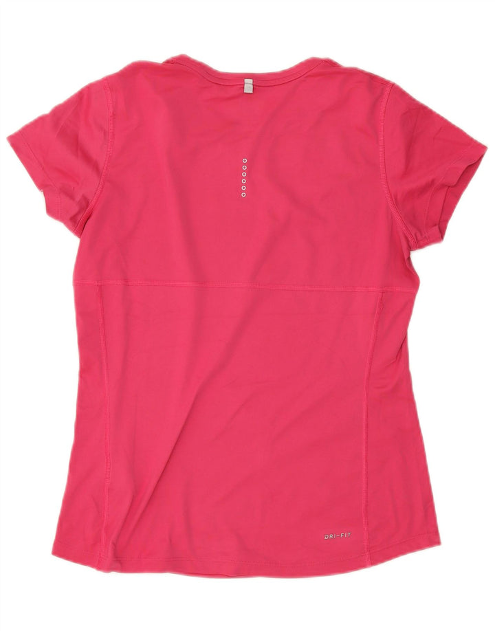Женская футболка для бега Nike Dri Fit Top UK 14, средний розовый полиэстер